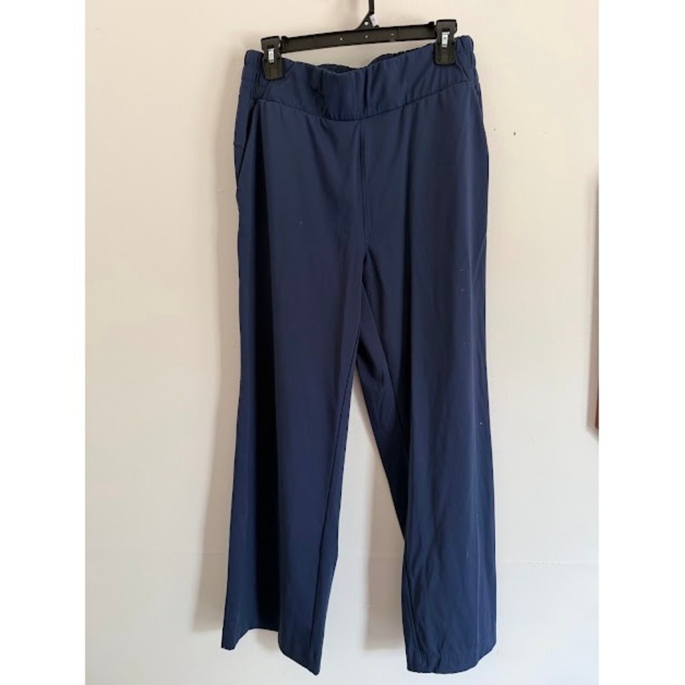 Travel Member's Mark Wide Leg Pant Womens L Navy Blue Recycled Nylon Stretch